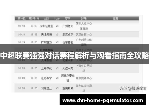 中超联赛强强对话赛程解析与观看指南全攻略 中超联赛强强对话赛程解析与观看指南全攻略