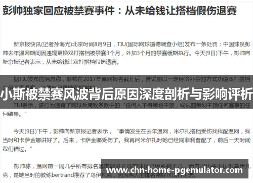 小斯被禁赛风波背后原因深度剖析与影响评析 小斯被禁赛风波背后原因深度剖析与影响评析